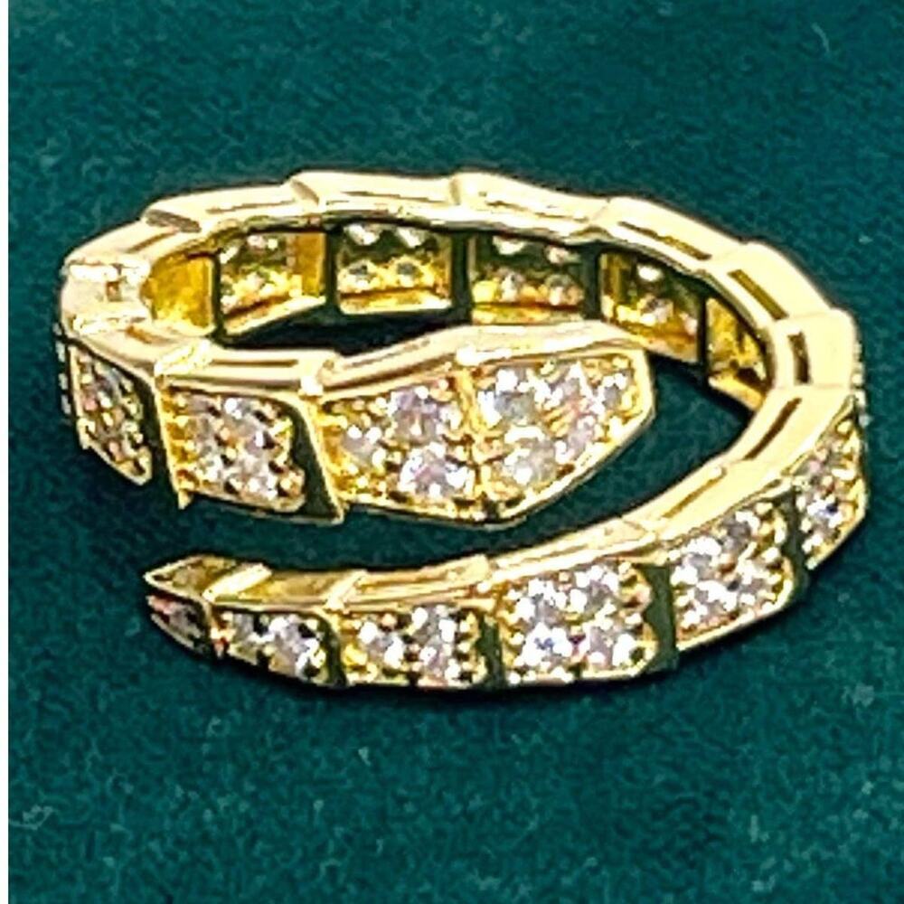 Snake Bone Ring Adjustable Bulgari Bvlgari STYLE Serpenti 14k Gold Plated AP23 - Picture 1 of 3
